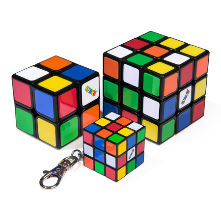 3W1 Set Original klassisches Rubik's Cube Puzzle Spielzeug Mini-Würfelpuzzle Schlüsselanhänger Rubik's (2 Würfel + Schlüsselanhänger)