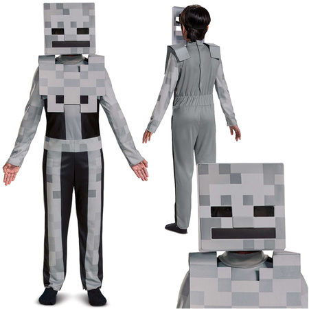 Minecraft Halloween Kostüm, Faschingskostüm Skelett Weiß Skelett 127-136 cm (7-8 Jahre)