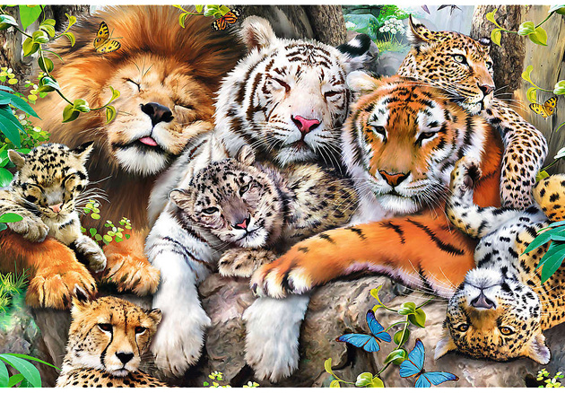 Trefl Holzpuzzle Wildkatzen im Dschungel 500 Elemente