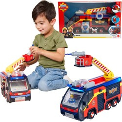 Feuerwehrmann Sam Set Großes Feuerwehrauto Jupiter interaktives Auto + 2 Figuren Licht Sound