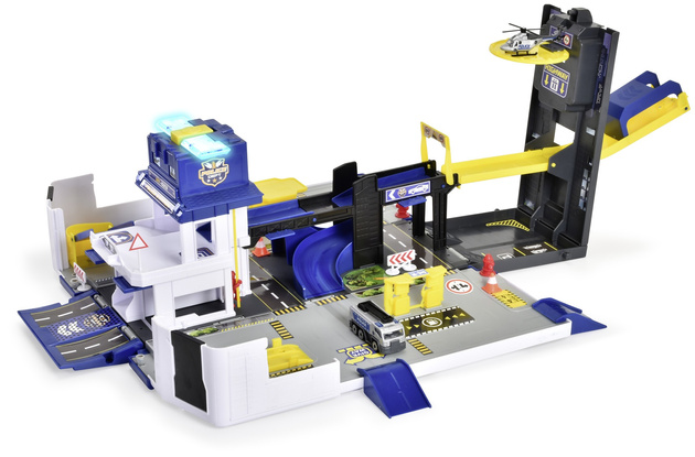 Großes Polizeiwagen-Transporter-Set mit Licht und Sound + Fahrzeuge