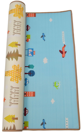 Humbi Doppelseitige pädagogische Schaumstoffmatte, 180 x 150 x 2 cm, pastellfarben, dick, Straßentiere