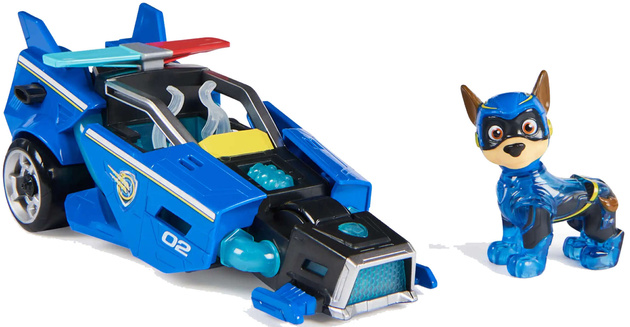 Paw Patrol The Movie 2 Figurenset Chase the dog blue cruiser vehicle light sound
