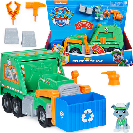 Paw Patrol Rocky Figur und großer Recycling-Müllwagen + Zubehör