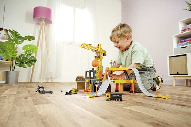 Majorette Volvo Baukran Set + 5 Fahrzeuge