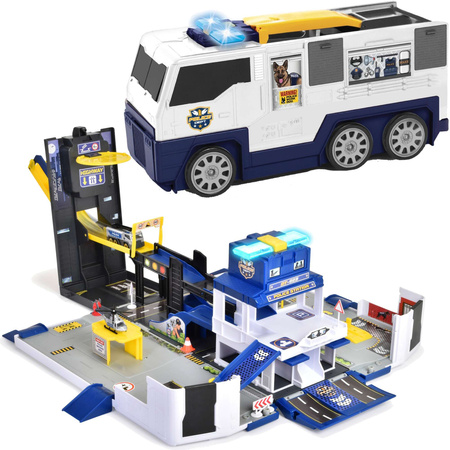 Großes Polizeiwagen-Transporter-Set mit Licht und Sound + Fahrzeuge