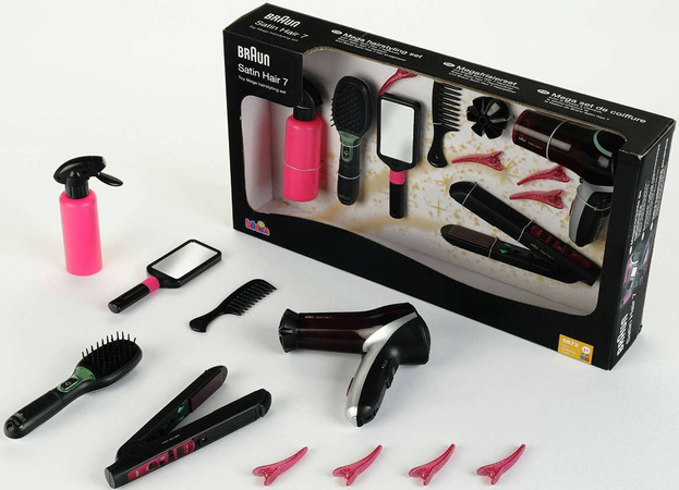 BRAUN Friseurset 7in1 für Kinder Haartrockner Klein Glätteisen + Clips