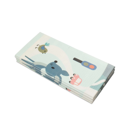 HUMBI Spielmatte Baby, Krabbelmatte, XPE Schaumstoff, Doppelseitig, Flatbar, Wasserdicht, Extra Größe, Teppich Babymatte, Rutschfest, 200x180x1 cm Pastellfarbene Straßenbäume, Hirsche, kontrastierende Bilder