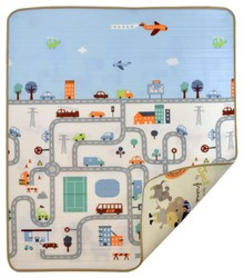 Humbi doppelseitige pädagogische Schaumstoffmatte Streets Animals 180 x 200 x 0,5 cm pastellfarben groß
