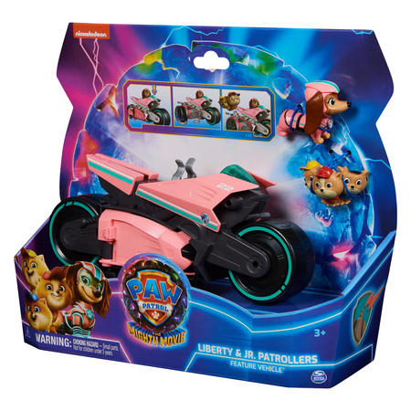 Paw Patrol The Mighty Kinofilm Liberty Transforming Vehicle und Poms Junior Patrollers Figuren