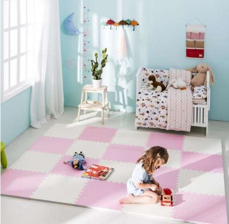 Humbi Schaumstoffmatte Puzzle 9 Stück rosa graphitgrau 180 x 180 x 1 cm