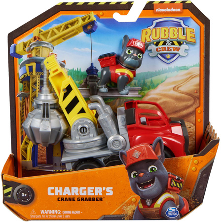 Paw Patrol Rubble Charger Baufahrzeug Roter Heppo Grabber mit Figur 6cm