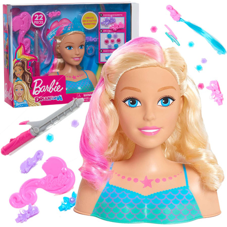 Friseur Meerjungfrau Kopf und Styling Puppe Barbie Dreamtopia + Zubehör