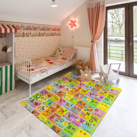 Humbi doppelseitige Lernmatte aus Schaumstoff mit deutschem Alphabet EPE 180x150x1 cm