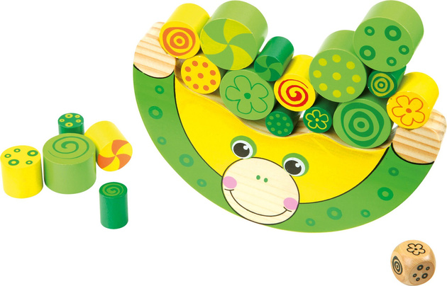 Balancierender Frosch aus Holz für Kinder mit kleinem Fuß