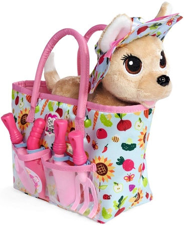 Chi Chi Love Maskotka Plüsch Happy Gardener Hund mit Handtasche + Zubehör Simba
