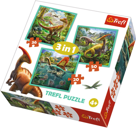 Trefl Puzzle 3in1 Die außergewöhnliche Welt der Dinosaurier 34837 106 Elemente
