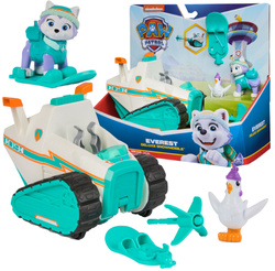 Paw Patrol Schneemobil mit Raketenwerfer Deluxe-Figur Everest + Chickaletta Henne