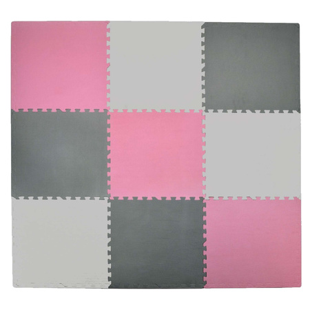Humbi Schaumstoffmatte Puzzle 9 Stück rosa graphitgrau 180 x 180 x 1 cm