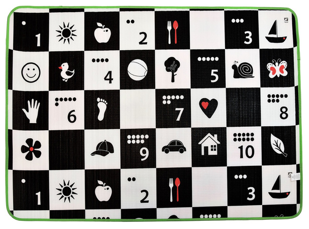 Humbi Schaumstoff doppelseitige Lernmatte Schachbrett Kontrastbilder Polnisches Alphabet 180 x 120 x 1 cm