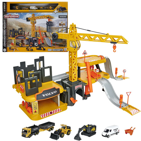 Majorette Volvo Baukran Set + 5 Fahrzeuge