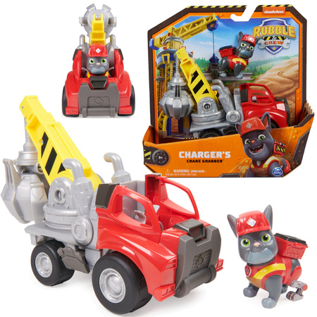 Paw Patrol Rubble Charger Baufahrzeug Roter Heppo Grabber mit Figur 6cm