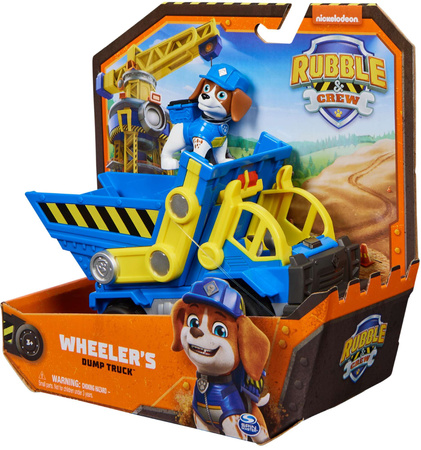 Paw Patrol Rubble und seine Crew Rubble&Crew Wheeler Baufahrzeug Blauer Kipplaster mit Figur 6cm