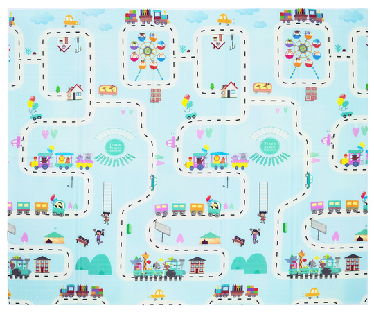 HUMBI Kinder Baby Spielmatte Krabbelmatte XPE Schaumstoff Doppelseitig Flatbar Abwaschbar Spielteppich 150x180x1cm Tiere Buchstaben Zahlen Straßen