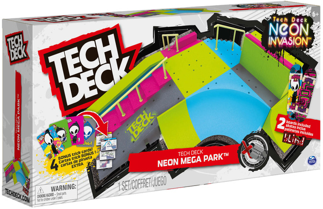 Fingerboard Ramp Neon Mega Park Invasion Skatepark + 4 Trickkarten