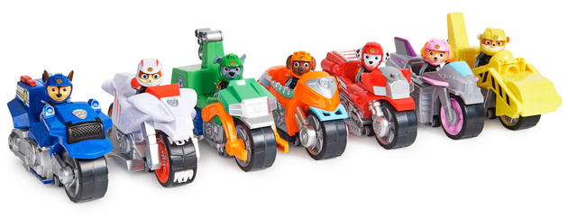 Paw Patrol 2-in-1 Rubble Deluxe Moto Pups Motopies Gelbes Motorradfahrzeug + Figur