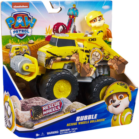 Paw Patrol Rescue Wheels Baufahrzeug mit Rubble Figur 6cm