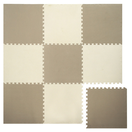 Humbi Schaumstoffbodenmatte 180x180 Großes wasserdichtes sicheres Schaumstoffpuzzle 9 Stück creme, beige