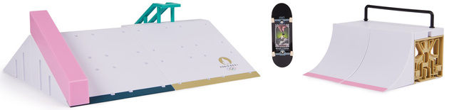 Tech Deck Griffbrettsatz Shane's Ramp + farbiges Sammelbild Skateboard Paris 2024