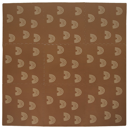 Humbi Schaumstoffbodenmatte 180x180 Großes wasserdichtes sicheres Schaumstoffpuzzle 9 Stück braune Bögen Regenbogen