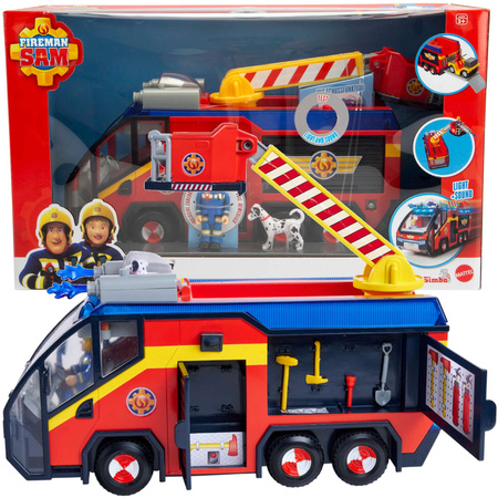 Feuerwehrmann Sam Set Großes Feuerwehrauto Jupiter interaktives Auto + 2 Figuren Licht Sound