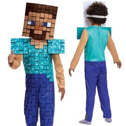 Minecraft Kostüm, Karnevalskostüm Steve 127-136 cm (7-8 Jahre)