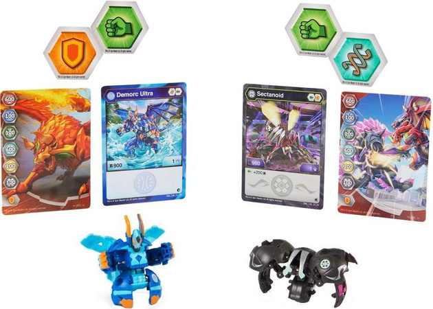 Bakugan Box Zinn Baku-Tin + 2 Figuren und Sectanoid Karten