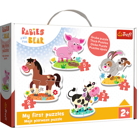 Puzzle 4in1 Bauernhof Mosie erste Puzzle Tiere auf einem Bauernhof Trefl 