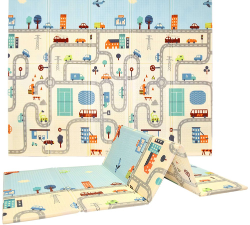 Humbi Doppelseitige faltbare Lernmatte aus XPE-Schaumstoff 180x150x1cm London, Bus, Straßen, Stadt