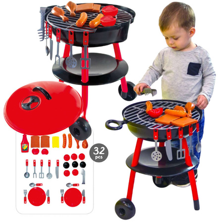 Mochtoys Spielzeuggrill für Kinder + 32 Zubehörteile BBQ Grillset