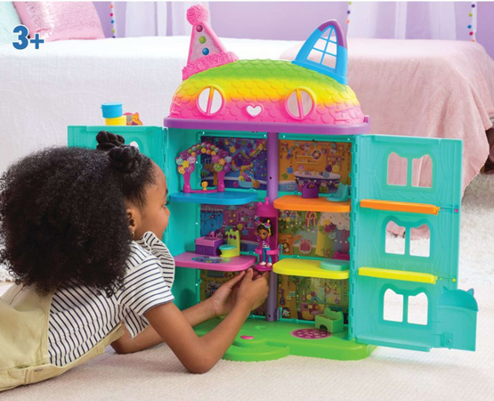 Gabi's Cat House Großes Regenbogenhaus mit Aufzug und Gabby's Celebration Dollhouse mit Sound 60 cm