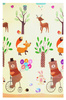 Humbi Doppelseitig faltbare Lernmatte aus XPE-Schaumstoff 120x180x0,8cm Giraffen, Masern, Teddybären, Füchse, Hirsche