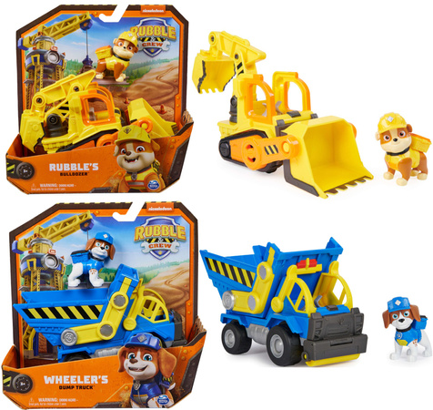 Paw Patrol Rubble und seine Crew Rubble&Crew Rubble Bagger Gelb Bulldozer Baufahrzeug mit Figur 6cm