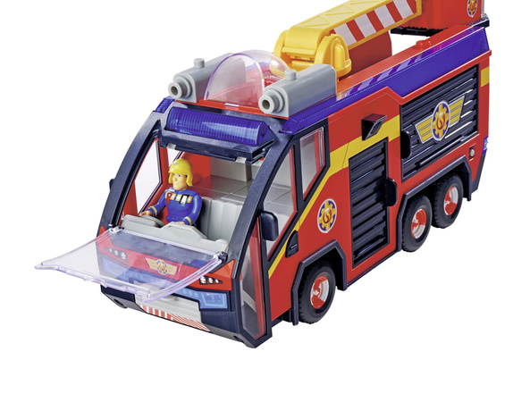 Feuerwehrmann Sam Set Großes Feuerwehrauto Jupiter interaktives Auto + 2 Figuren Licht Sound