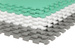 Humbi Schaumstoffbodenmatte 180x180 Großes wasserdichtes sicheres Schaumstoffpuzzle 9 Stück mint, grau, weiß