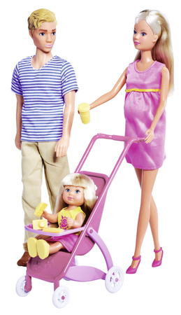 Simba Puppe Steffi schwangere glückliche Familie Kevin Evi