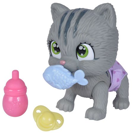 Pamper Petz Figur grau Interaktive Katze aus Windelbande 20 cm + 3 Zubehörteile 3+ Jahre Simba