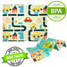 HUMBI Baby Spielmatte, Krabbelmatte, XPE-Schaumstoff, doppelseitig, flacher Streifen, wasserdicht, extragroß, Babyteppichmatte, rutschfest, 200x180x1 cm, Weltkarte Straßen