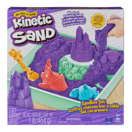 Kinetic Sand Kunststoff kinetische Sandburg Set mit lila Sand + Formen Tablett und Zubehör Spin Master