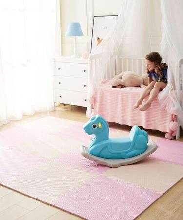 Humbi Schaumstoffmatte Puzzle 9 Stück rosa graphitgrau 180 x 180 x 1 cm